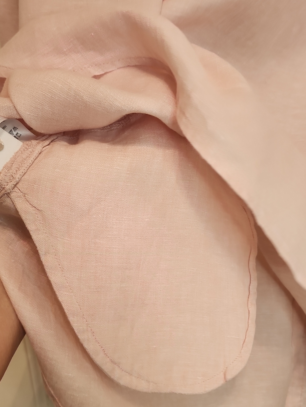 SIGRID OLSEN 100% Linen Light Pink/Peach Vneck Women's Button-FrontTop - Picture 11 of 15